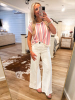 Load image into Gallery viewer, On The Mend Pink/Lilac Stripe S/S Knit Top
