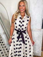Load image into Gallery viewer, Coming Around Black Polka Dot Maxi Dress
