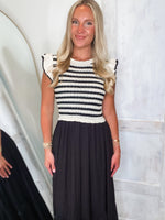Load image into Gallery viewer, Trusting In You Ivory &amp; Black Knit Midi Dress
