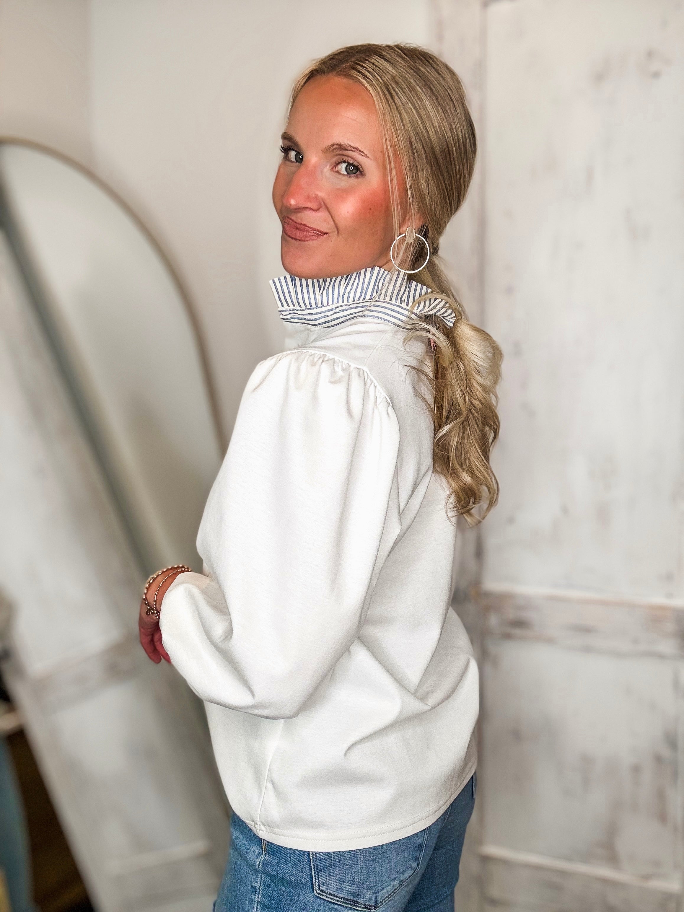 Truthful Reason White Contrast Blouse
