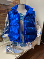 Load image into Gallery viewer, Your Type Royal Blue Metallic Puffer Vest
