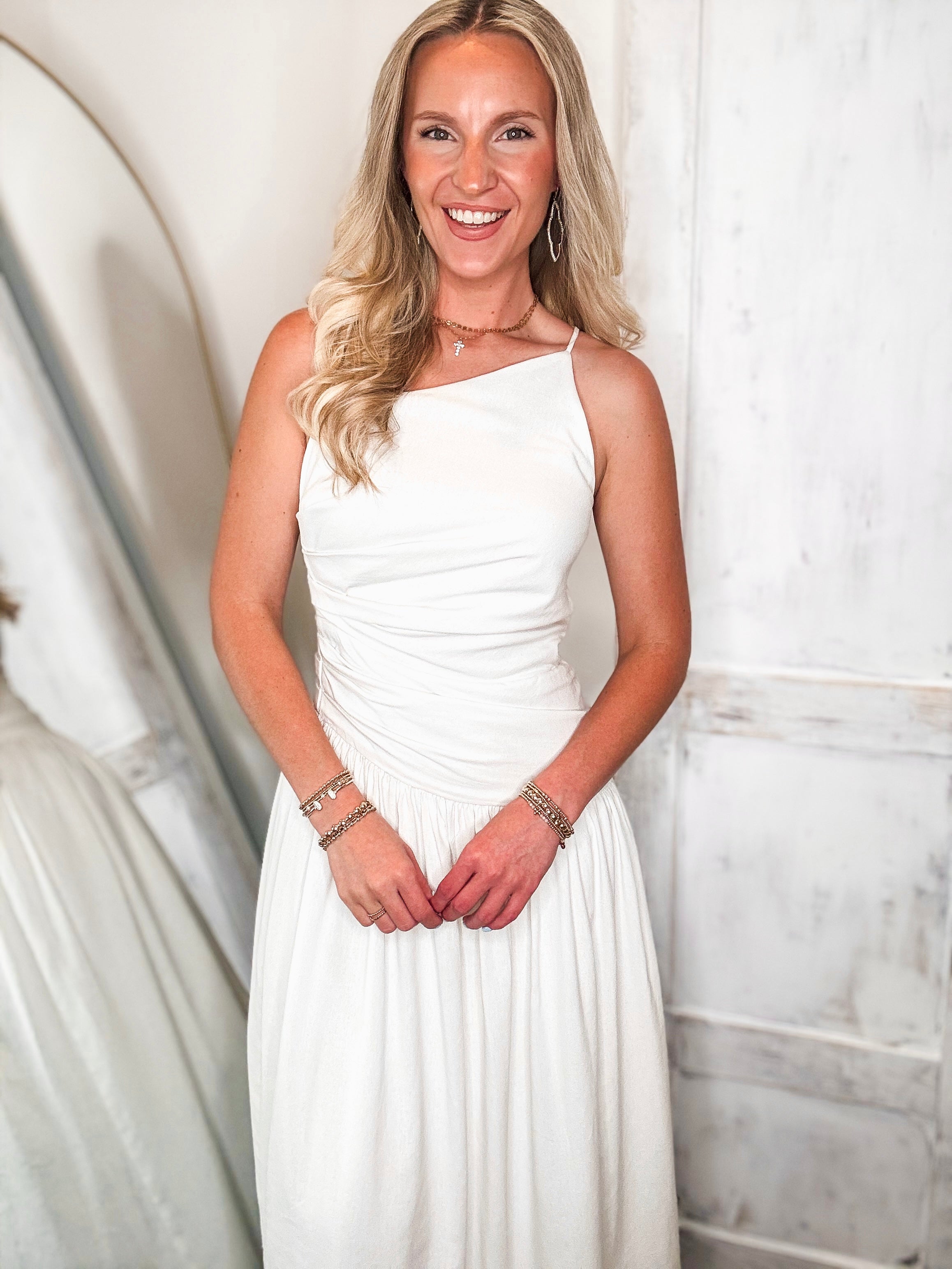 Heaven Sent Ivory Drop Waist Maxi Dress