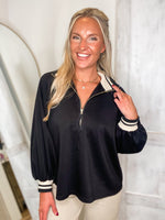 Load image into Gallery viewer, Not For Long Black Contrast Blouse
