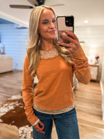 Load image into Gallery viewer, Keeping You Blush Brick Mineral Washed L/S Top
