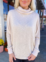 Load image into Gallery viewer, Remember It All Taupe Heathered Cowl Neck Sweater
