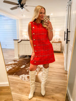 Load image into Gallery viewer, The Moment Red Tweed Shift Dress
