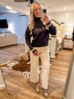 Load image into Gallery viewer, Mind You Charcoal Contrast Turtleneck Sweater
