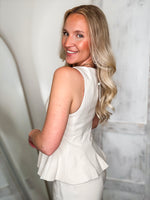 Load image into Gallery viewer, Classy Charm Cream Peplum Blouse
