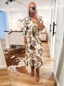 Here For It Navy Multi Paisley Midi Dress