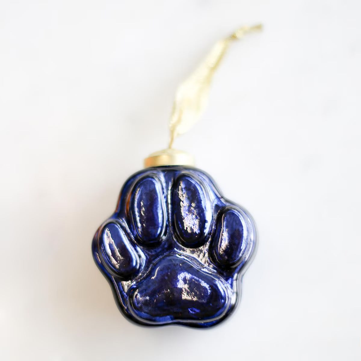 Tiger Paw Navy Glass Ornament