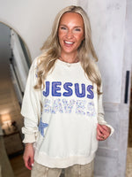 Load image into Gallery viewer, Jesus Saves Patch Letter Oat Pullover
