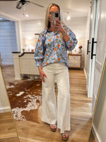 Load image into Gallery viewer, Passing By Light Blue Floral Button Down Blouse
