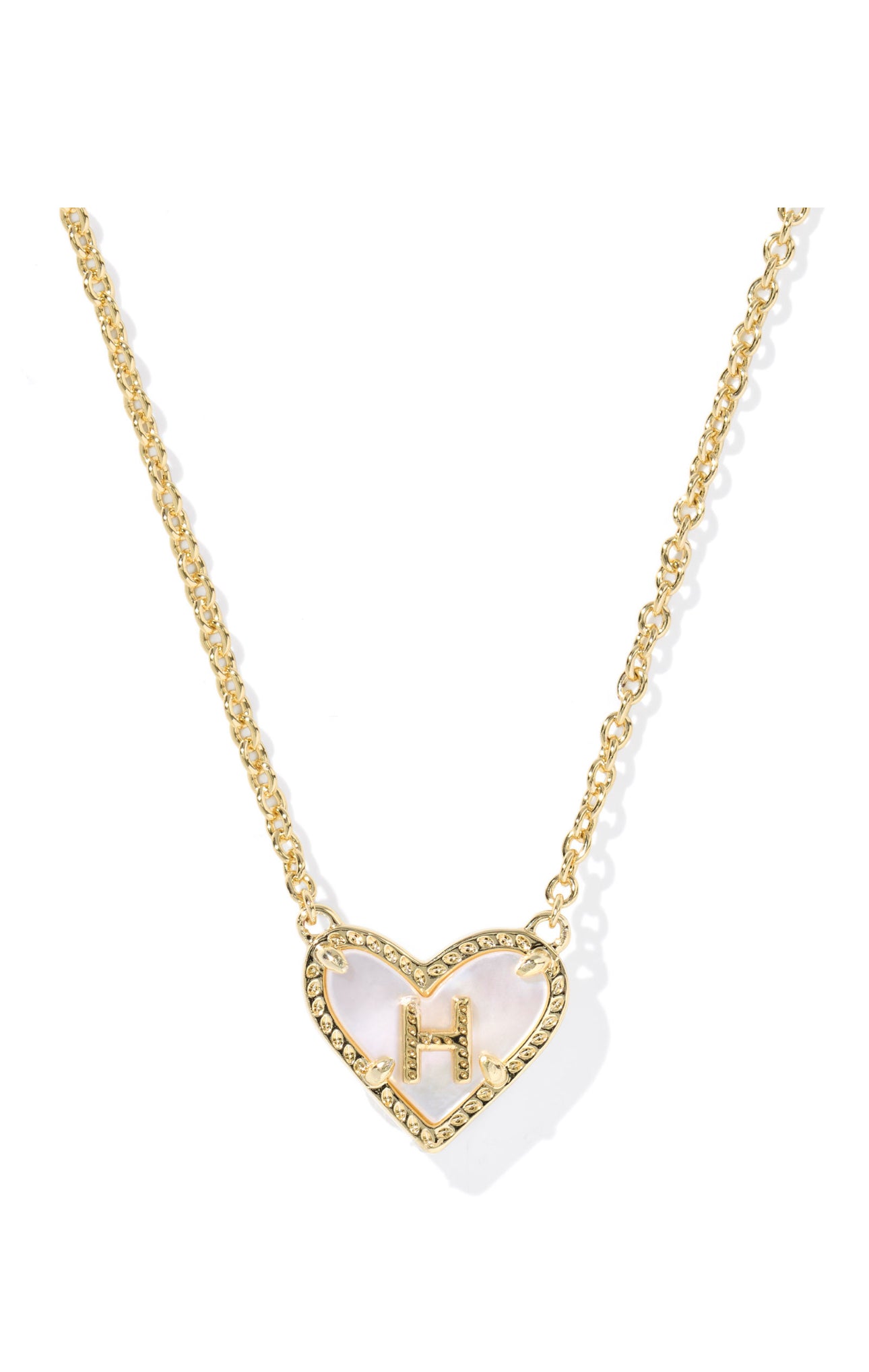 Heart Letter H Gold Short Pendant Necklace