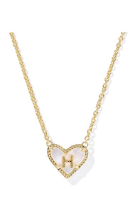 Heart Letter H Gold Short Pendant Necklace