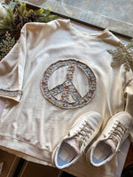 Load image into Gallery viewer, Groovy Feelings Peace Sign Ivory Blouse
