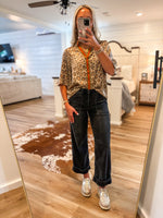 Load image into Gallery viewer, New Thoughts Metallic Leopard Contrast Blouse
