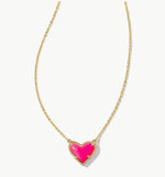 Load image into Gallery viewer, Ari Neon Pink Heart Short Pendent Gold Necklace
