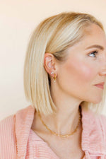 Load image into Gallery viewer, Huggie Charm Earrings - Celine Gold
