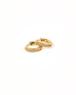 Load image into Gallery viewer, Huggie Earrings - Scarlett Hoop Gold 8mm CZ
