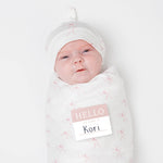 Load image into Gallery viewer, Hello World Blanket &amp; Knotted Hat - Bows
