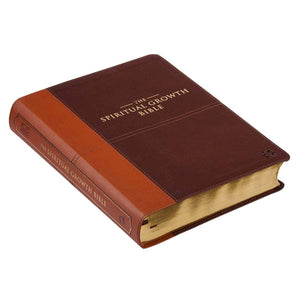 NLT, The Spiritual Growth Bible Faux Leather, Brown/Ginger