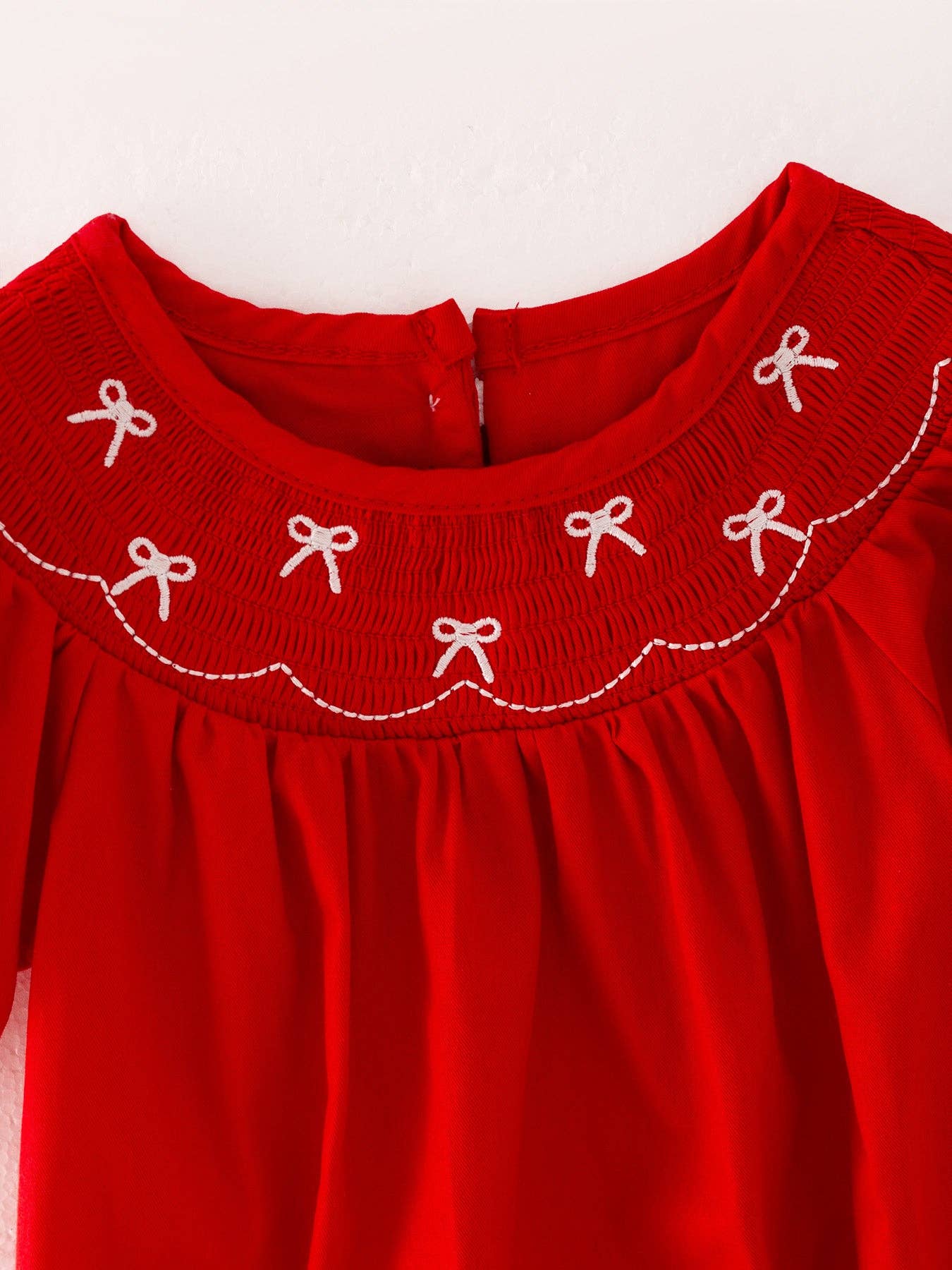 Bow Smocked Red Romper