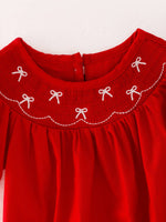 Load image into Gallery viewer, Bow Smocked Red Romper
