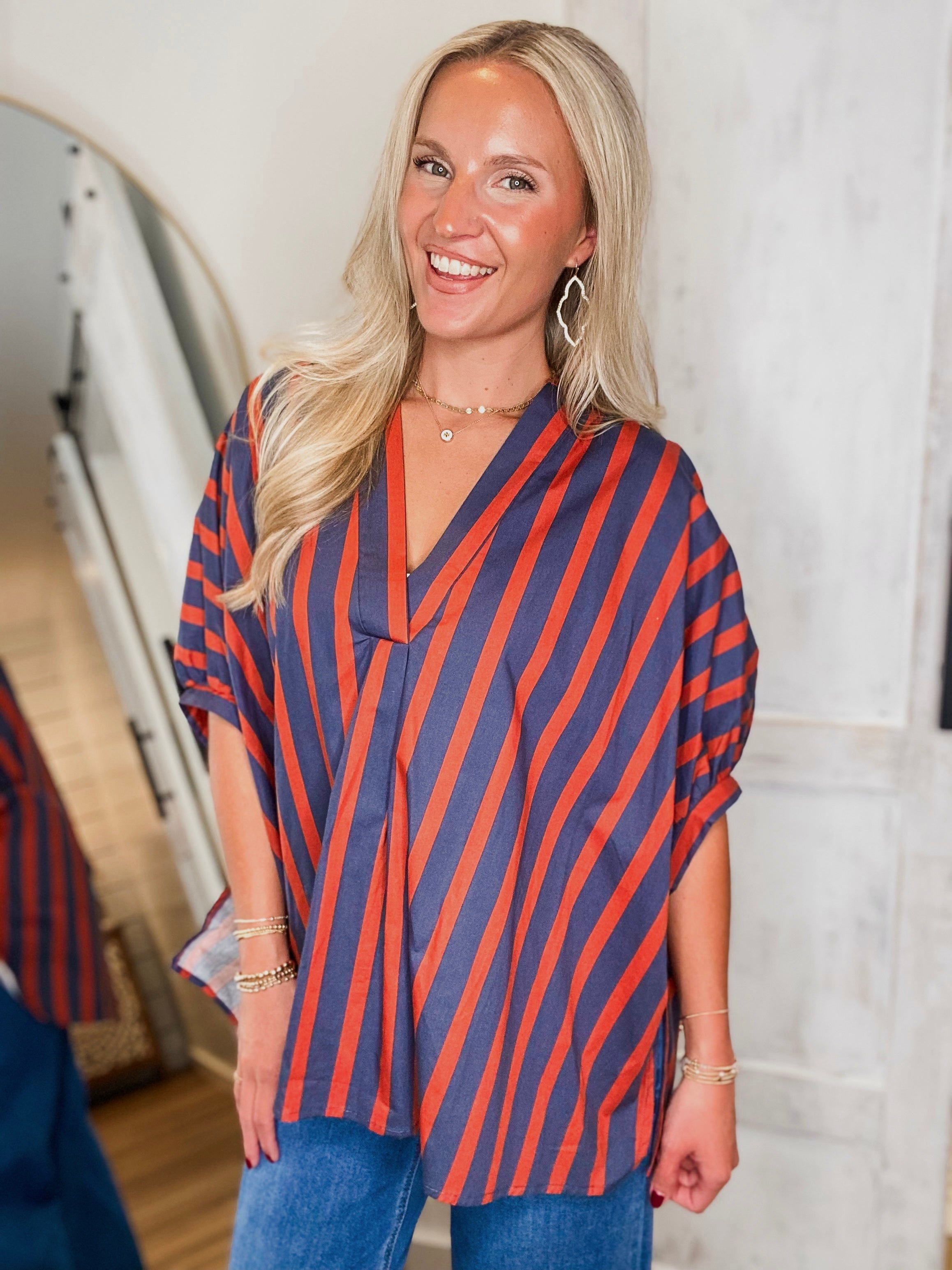 Good Times Rust & Navy Oversized Blouse
