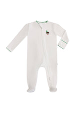 Load image into Gallery viewer, Pip Embroidered Zip Romper -Mallards
