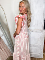 Load image into Gallery viewer, Worth Seeing Pink Stripe Midi Dress
