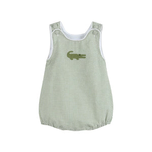 Green Gingham Bubble With Alligator Design