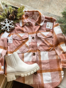 In The Woods Mauve & Rust Plaid Button Down Shacket