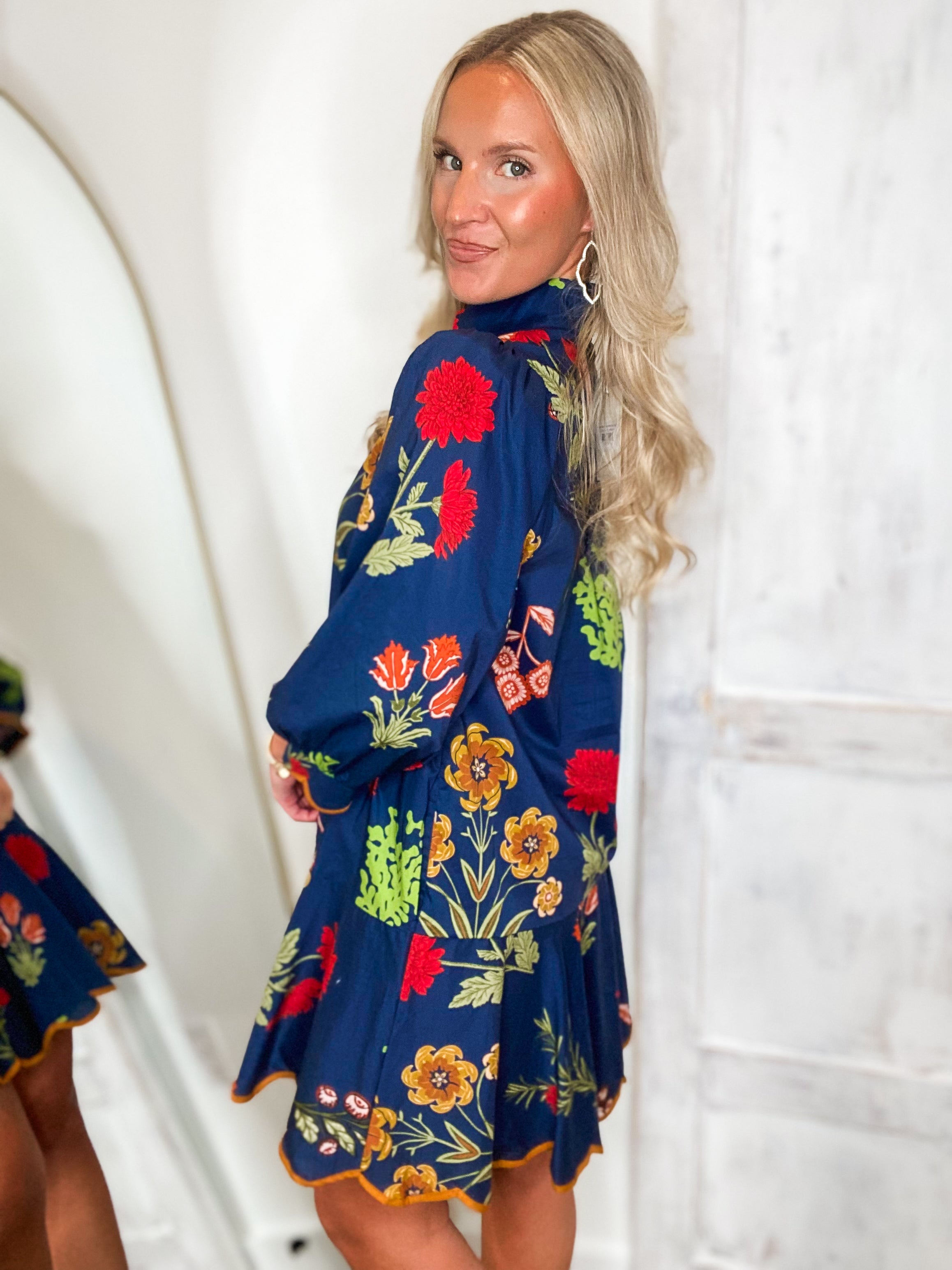 From Here Navy Floral Mini Dress