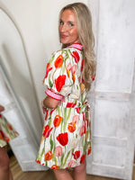 Load image into Gallery viewer, In Spring Red Tulip Mini Dress
