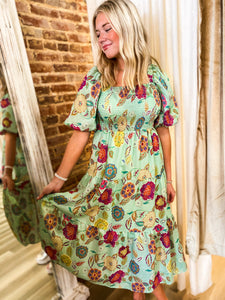 Be My Guest Teal Floral THML Maxi Dress