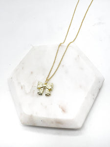 Gold Quilted Bow Necklace Holidays