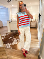Load image into Gallery viewer, Beyond Here Lt Blue Stripe Knit Tank
