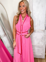 Load image into Gallery viewer, Find A Way Pink Button Down Midi Dress
