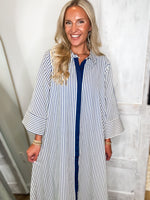 Load image into Gallery viewer, Long Distance Indigo Stripe Maxi Dress
