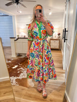 Load image into Gallery viewer, My Own Way Green Multi Floral Midi Dress
