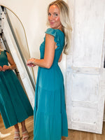 Load image into Gallery viewer, Take My Chance Teal Midi Dress
