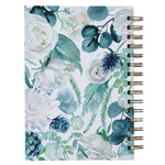 Load image into Gallery viewer, Journal Wirebound White/Teal Floral Be Still  Ps. 46:10
