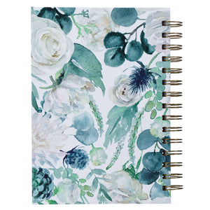 Journal Wirebound White/Teal Floral Be Still  Ps. 46:10