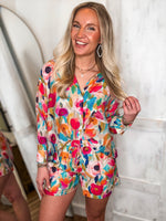 Load image into Gallery viewer, Taking It In Floral Pastel Button Down &amp; Shorts Set
