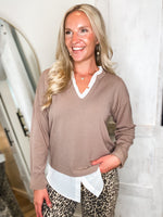 Load image into Gallery viewer, Seeing Clearly Mocha Knit PINCH Sweater

