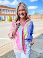 Load image into Gallery viewer, Sun Is Rising Pastel Striped Button Up Blouse
