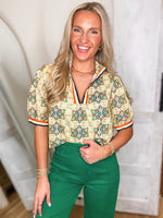 Load image into Gallery viewer, See You Now Yellow Printed Embroidered Blouse
