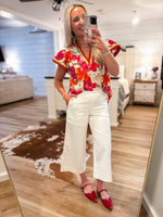 Load image into Gallery viewer, Taking Suggestions Berry Floral S/S Blouse
