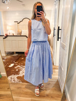Load image into Gallery viewer, Best Is Coming Blue Striped Tank &amp; Midi Skirt Set
