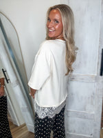 Load image into Gallery viewer, Coming Around Cream Luxe Lace Tee
